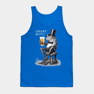 Cheers Mate Classy Frog With Top Hat And Beer Design Tank Top